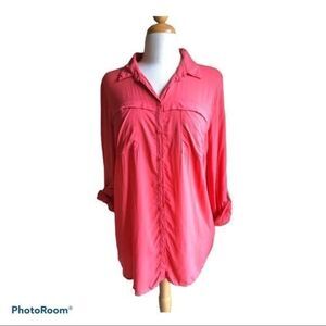 Splendid pea in a pod pink button front top large maternity